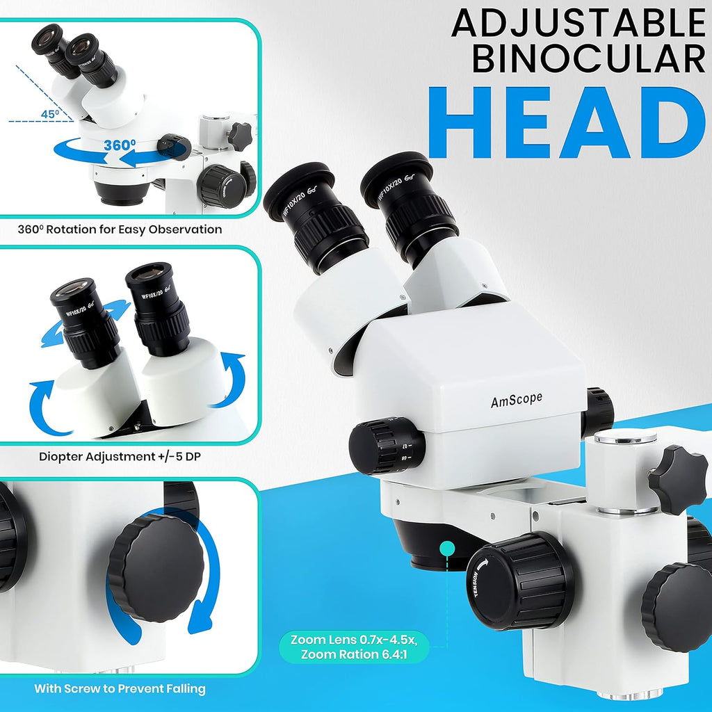 Binocular Stereo Microscope with LED Ring Light and Boom Stand F47817