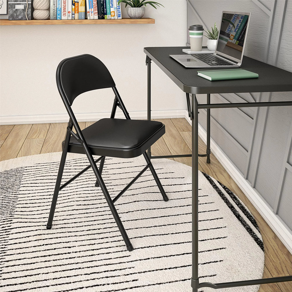 Black Vinyl Padded Metal Folding Chair 4-Pack H150