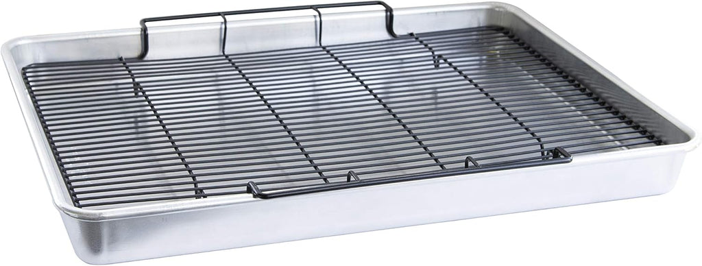 Extra Large Oven Crisping Baking Tray with Rack, Silver H85071
