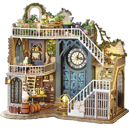 DIY Dollhouse Miniature Wooden Furniture Kit with Dust Proof Cover and Music Box M651