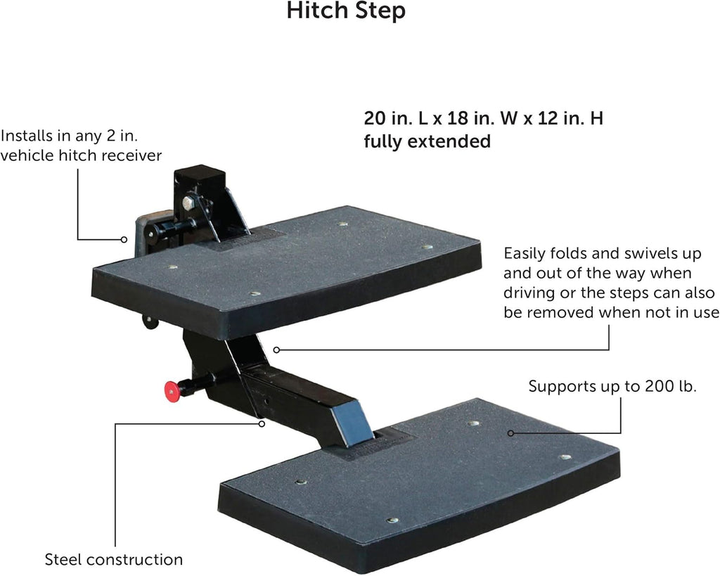 Dog Hitch Step for 2 Inch Vehicle Hitch, Folds Down, Supports Pets up to 200 lb E376