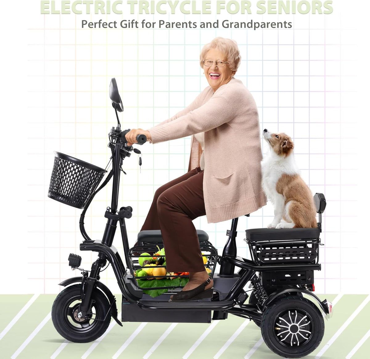 Black 48V 400W 3-Wheel Electric Tricycle G34183