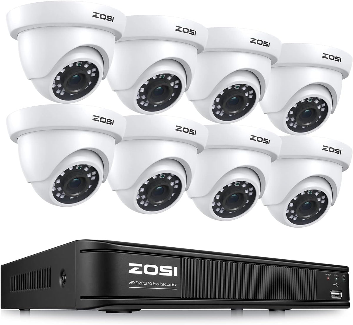 1080P 8 Channel Security Camera System with 8 Dome Cameras K670