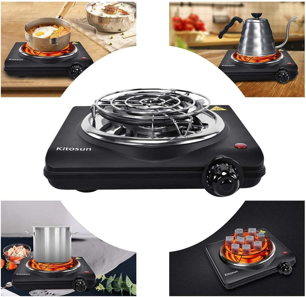 Single Hot Plate Electric Stove with Stainless Steel Grill (1000W) Pack of 2 D34928