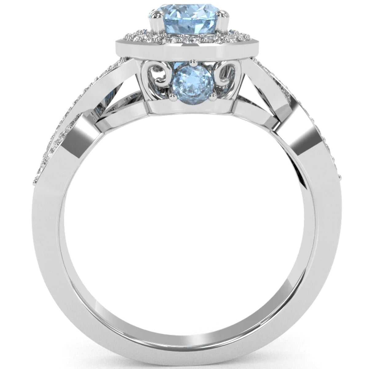 14k White Gold Aquamarine Diamond Engagement Ring H387663