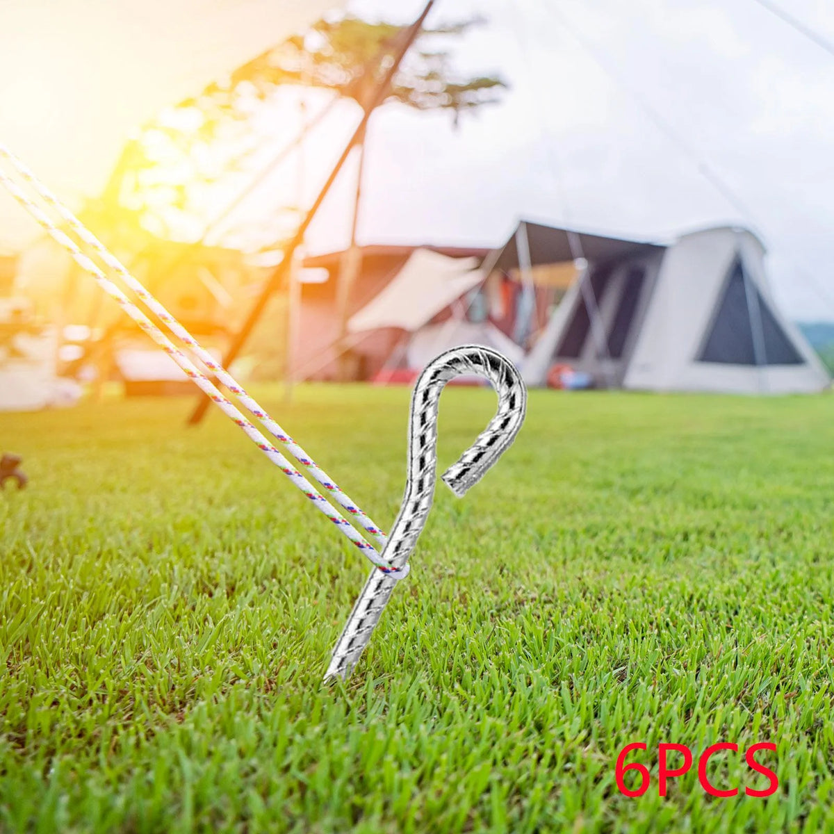 6 Pieces Tent Stakes Pegs with Hook 35CM N688