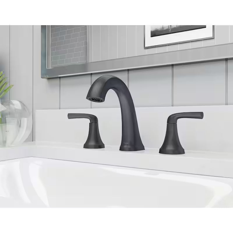 8 in. Widespread Double Handle Bathroom Faucet Matte Black T8574