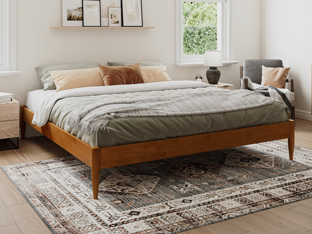 Espresso Solid Wood Platform Bed Twin XL Y68970