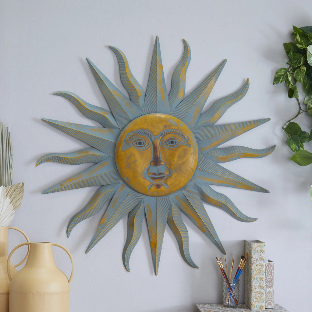 Gold Metal Indoor Outdoor Sun Wall Decor P66819