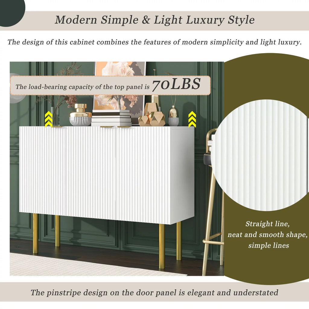 White Buffet Sideboard Cabinet with Gold Metal Legs U5111