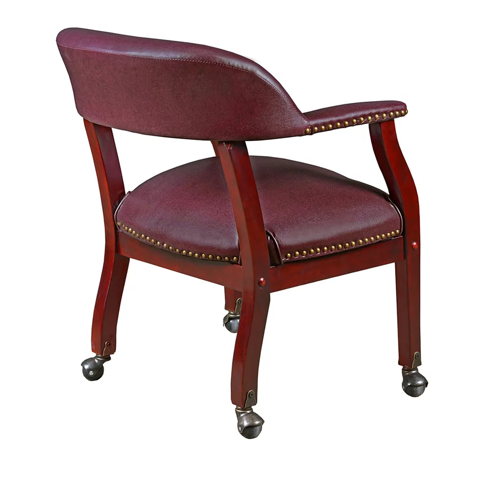 Burgundy Captain Chair with Casters K78985