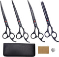 7.0 inch 4PCS Pet Grooming Scissors Kit Japan Premium Steel Straight & Curved & Thinning Blade Shears Set with Case X24482