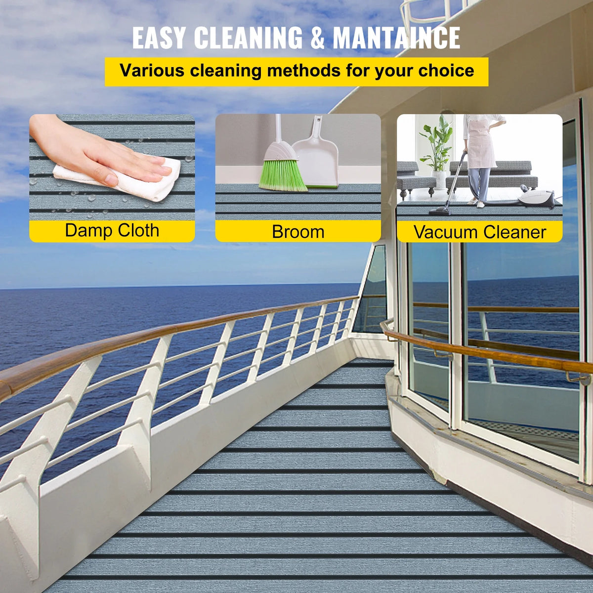 94.5 X 47.2 Inch EVA Foam Faux Teak Boat Decking Sheet 5MM Thick Non-Skid Self-Adhesive M553