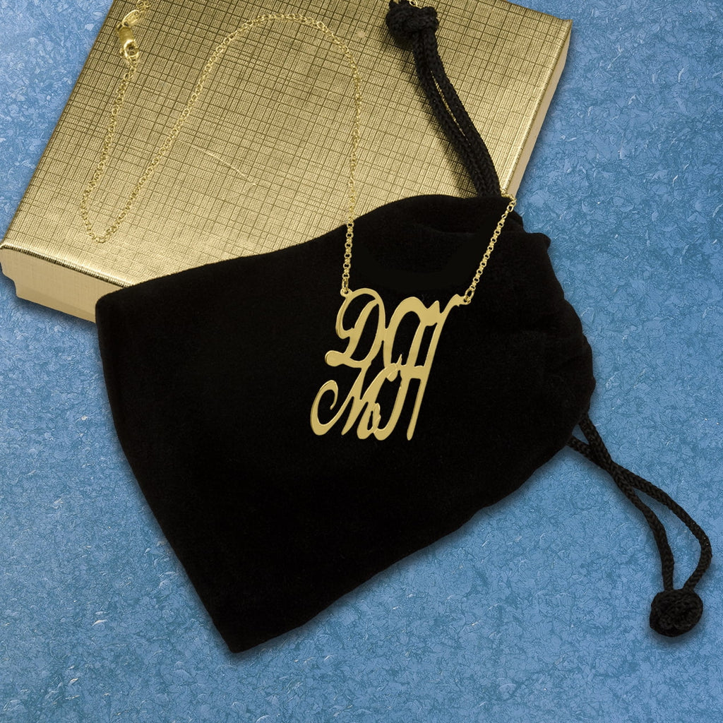 Script Stack Initial Necklace in 14K Gold-Plated Sterling Silver W1583