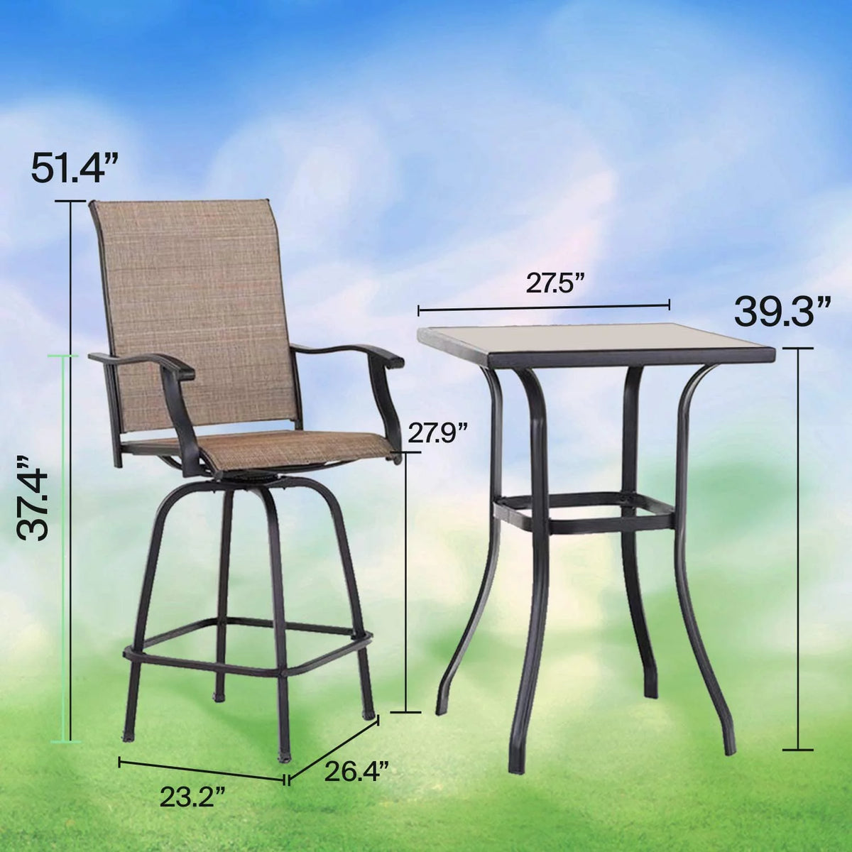 3 Piece Porch Furniture Set with Glass Table P395