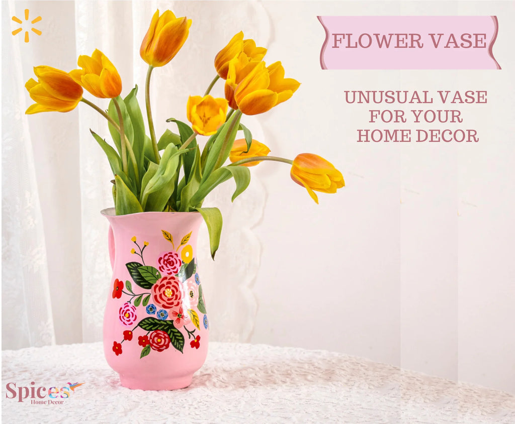 Hand-Painted Floral Stainless Steel Pink Water Pitcher K968582
