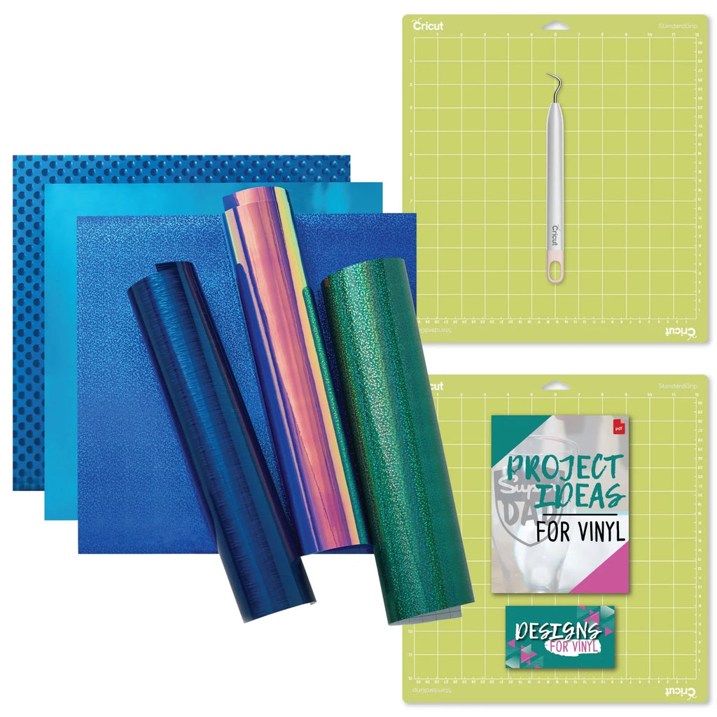 Holographic Blue Permanent Vinyl 6ct with Standard Grip Mat and Weeder Tool U7612