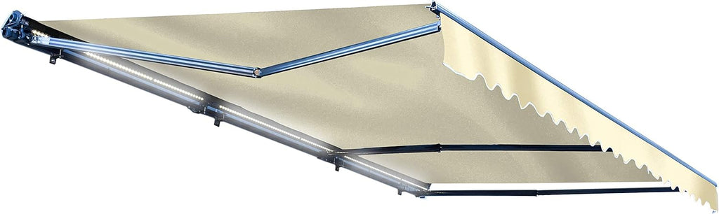 Motorized Retractable Patio Awning - 16 x 10 Feet - Multi-Striped Yellow C414514