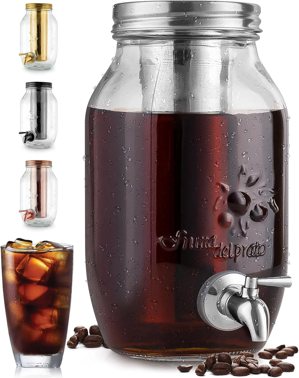 1 Gallon Cold Brew Coffee Maker with Thick Glass, Stainless Steel Mesh Filter and Spigot B519117