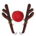 Christmas Reindeer Antlers Car Decoration Kit Plush Red Nose Set with Jingle Bells Y258971