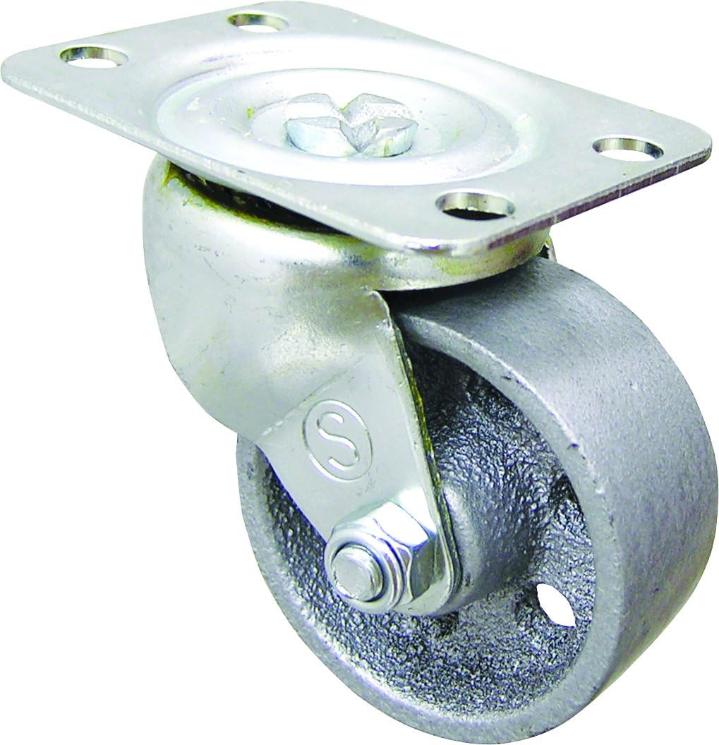 2-Inch Cast Iron Swivel Plate Caster, Silver X6580