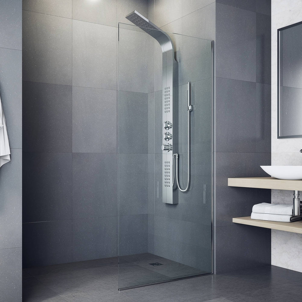 Chrome Shower Panel with Rain Head Massage System Q811598