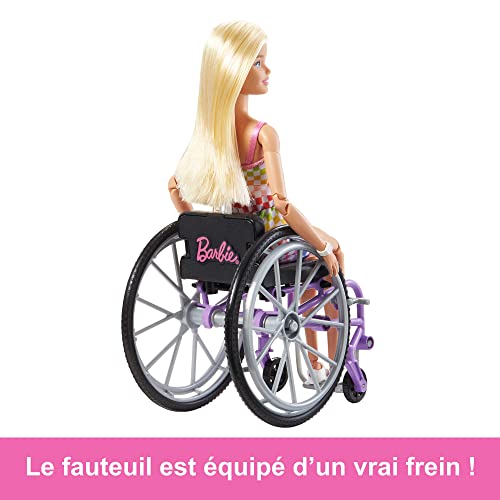 Wheelchair & Ramp Doll with Wavy Blonde Hair & Tropical-Print Outfit R272307