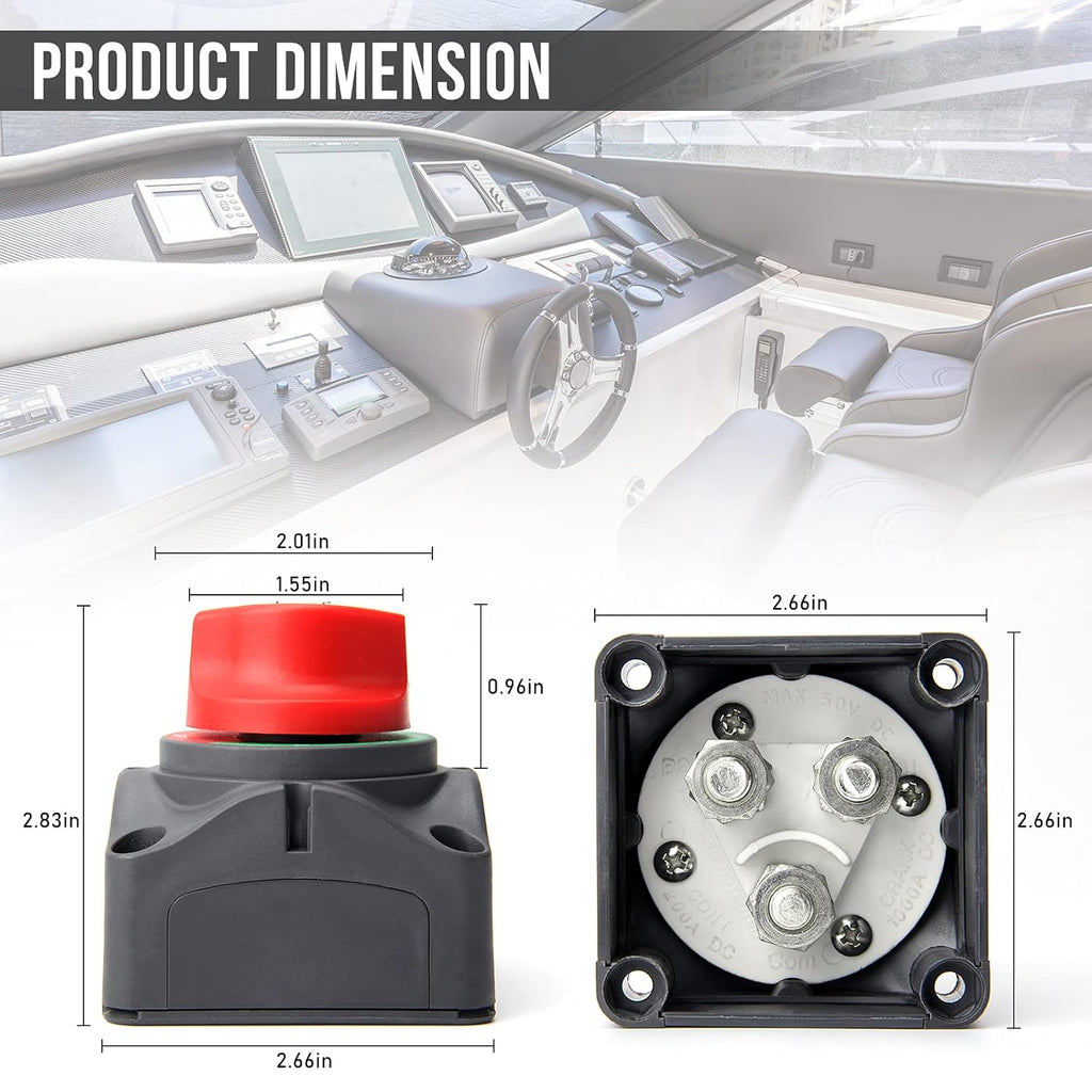 Battery Disconnect Switch 1-2-Both-Off 12V Marine Battery Master Switch B79184