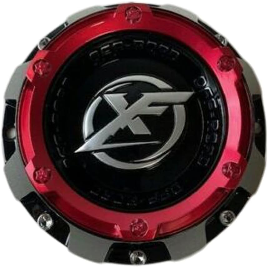 Gloss Black with Red Top Wheel Center Cap Pack of 2 E9361