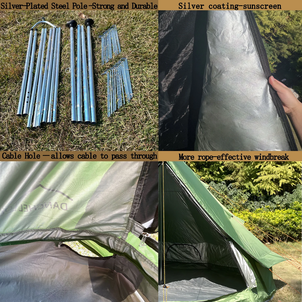 Waterproof 13.2ft/4M Green B1 Bell Tent with Black Footprint E11380