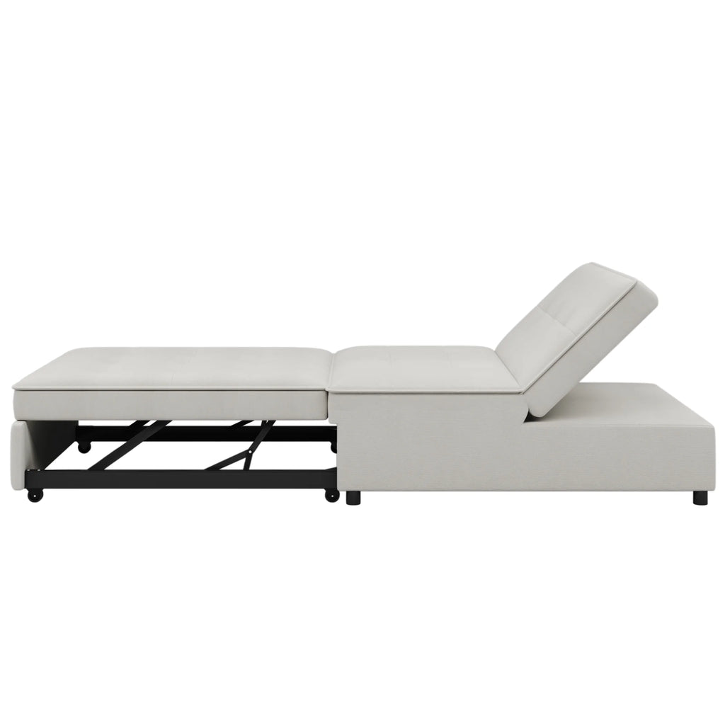 White 4-in-1 Folding Ottoman Bed with Storage Pocket and USB Port I490931