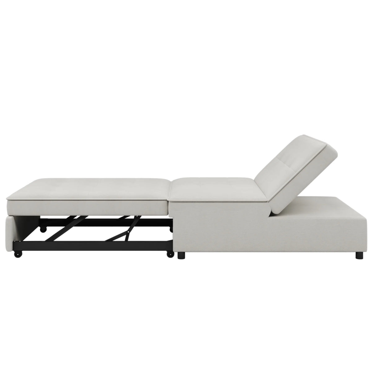 White 4-in-1 Folding Ottoman Bed with Storage Pocket and USB Port I490931