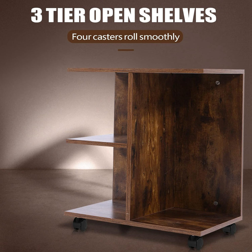 Rolling Nightstand with Open Shelf E313849