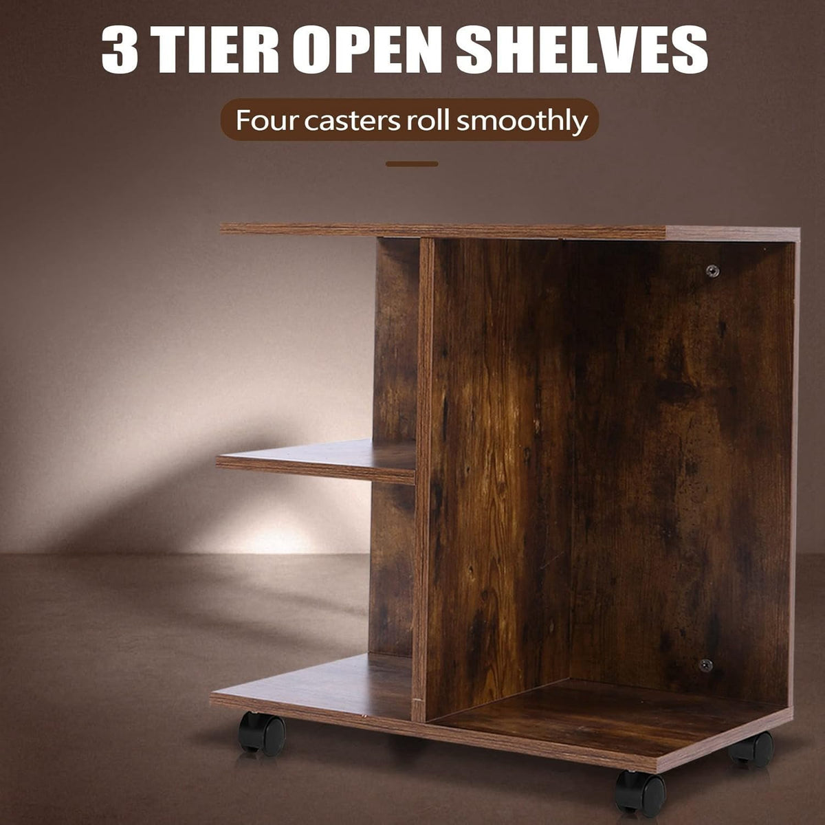 Rolling Nightstand with Open Shelf E313849