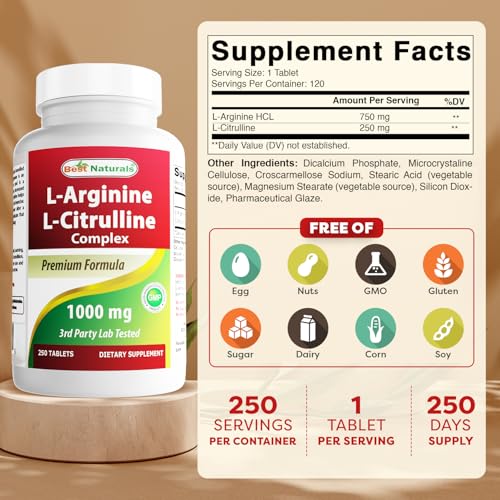 L-Arginine L-Citruline Complex Tablets, 250 Count W24319