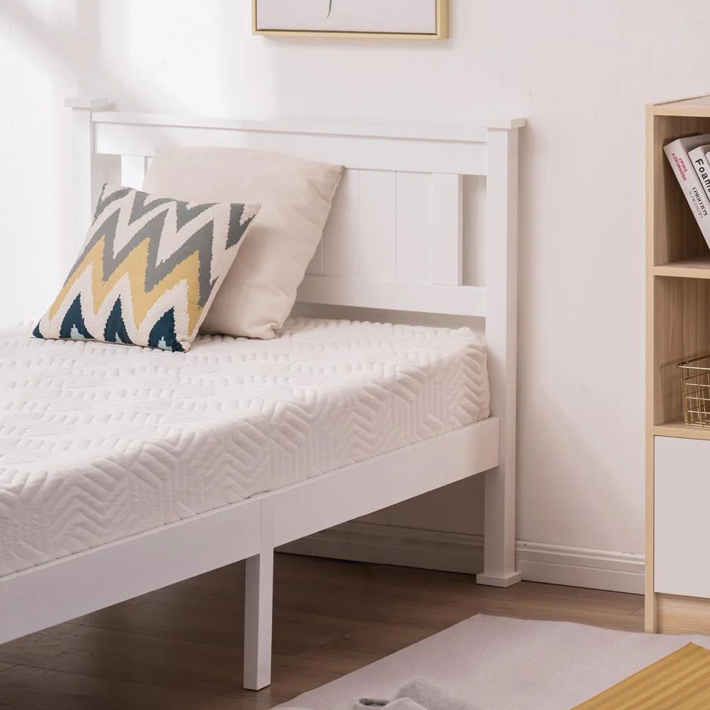 Gray Solid Pine Wood Twin Bed Frame with Headboard H987895