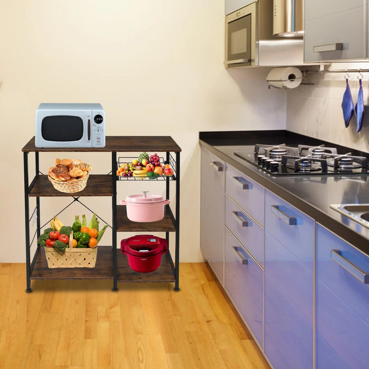 Rustic Brown Bakers Rack Microwave Oven Stand Z78286