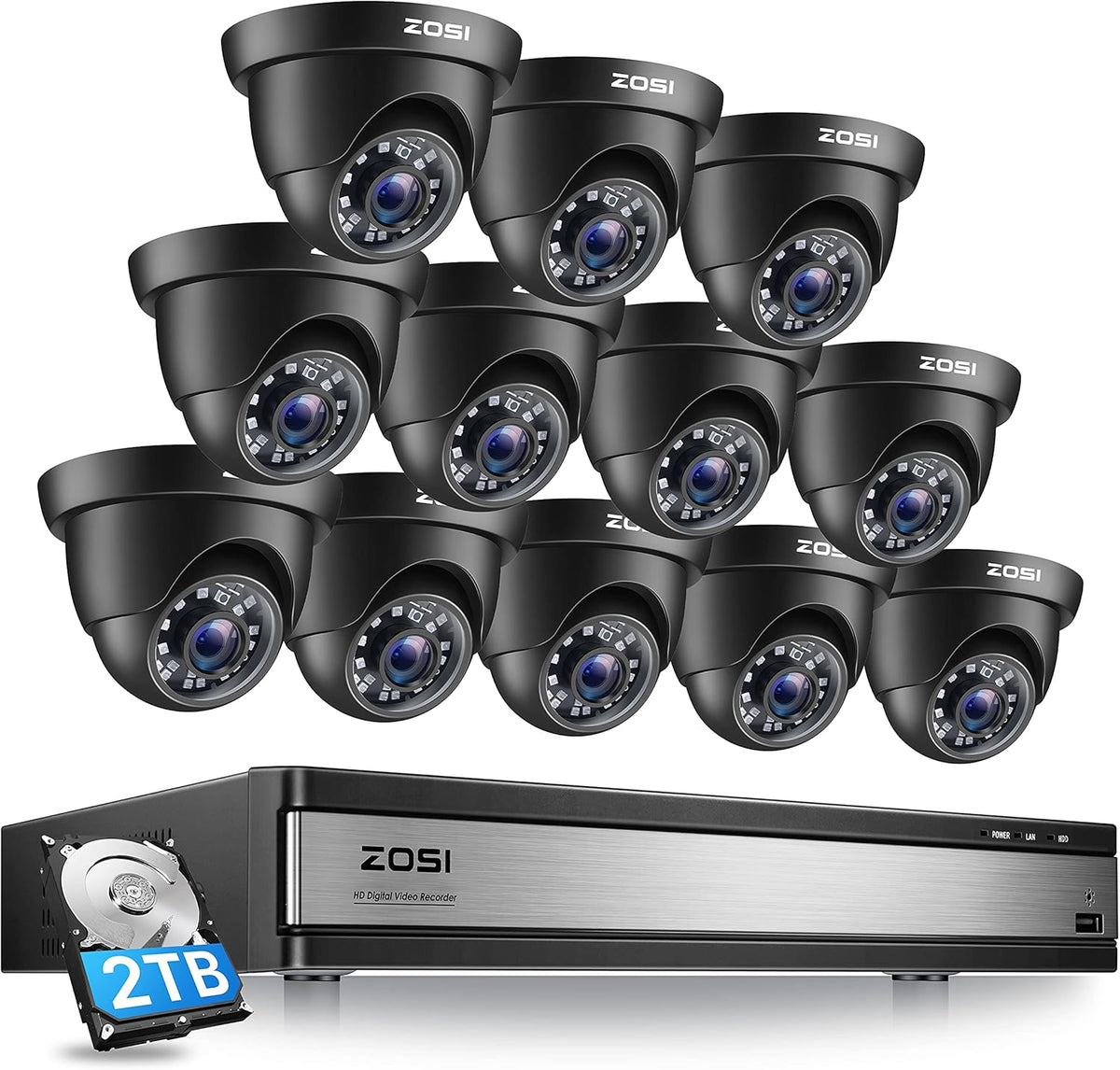 16 Channel 1080p CCTV Dome Camera Security System with 2TB Hard Drive D999192