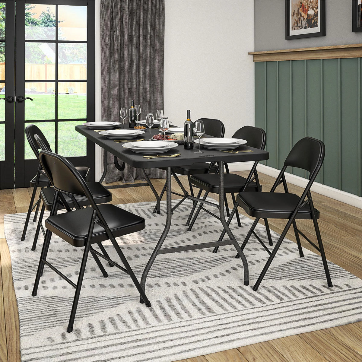Black Vinyl Padded Metal Folding Chair 4-Pack H150