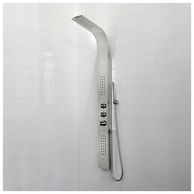 Chrome Shower Panel with Rain Head Massage System Q811598