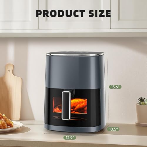 6QT Large Digital Air Fryer with Clear Window, Dishwasher Safe, Nonstick, Gray M578234