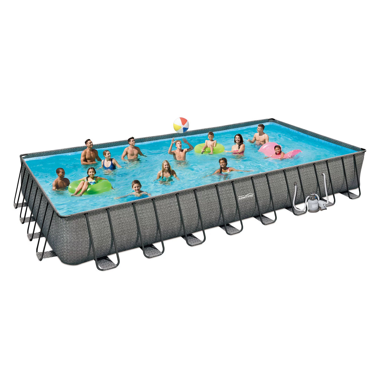 24 x 12 x 4.5' Rectangle Above Ground Frame Swimming Pool Set N8898