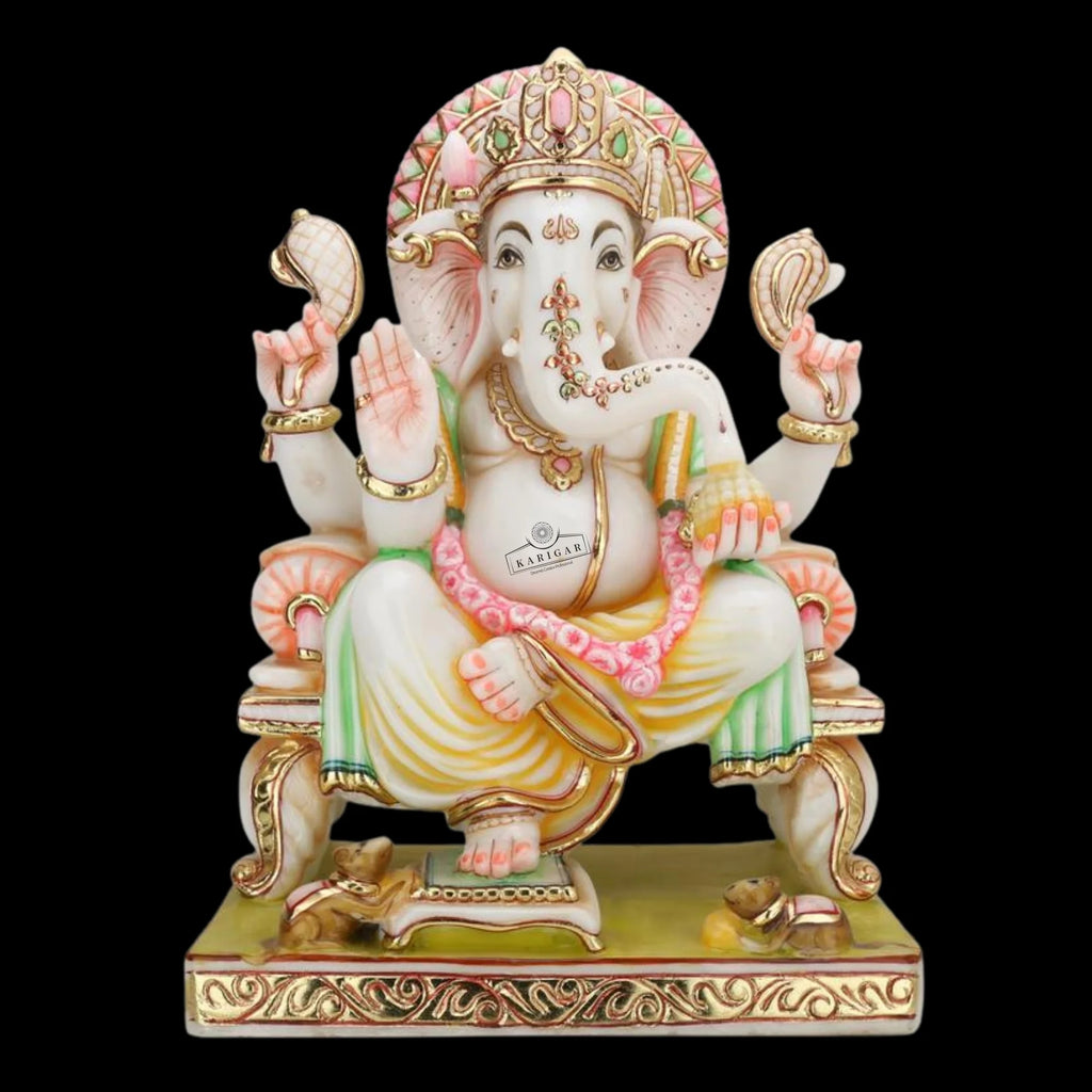White Marble Ganesha Statue Q94447