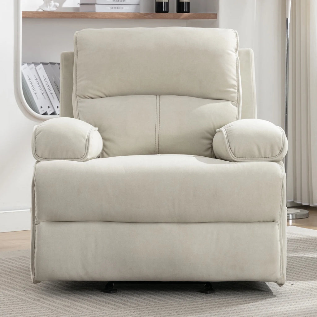 Beige Velour Recliner Chair with Heat Vibration P987