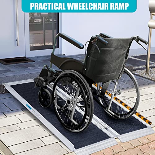Black 6FT 800 lbs Aluminum Folding Wheelchair Ramp J881