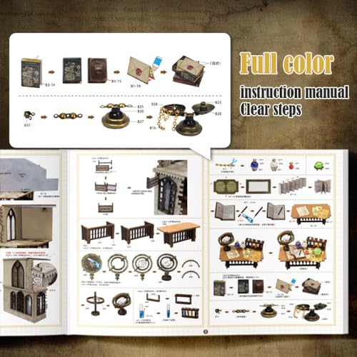 DIY Dollhouse Miniature Wooden Furniture Kit with Dust Proof Cover and Music Box M651