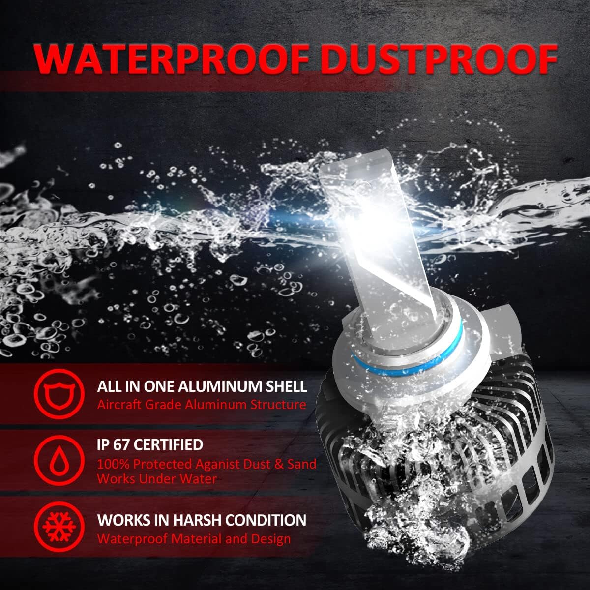 9012 Hir2 LED Bulb 8000LM 6000K Waterproof (Pack of 2) P335