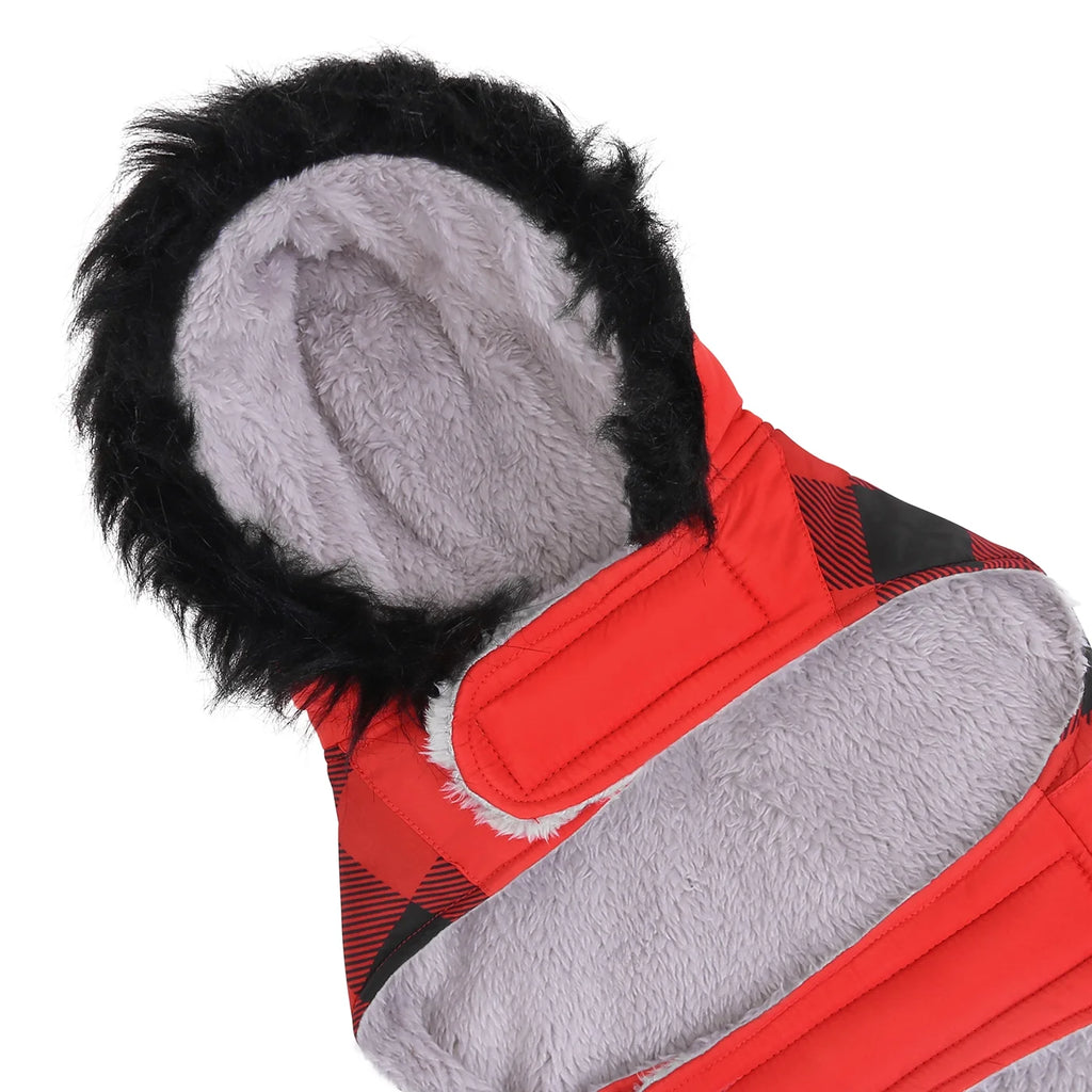 Fleece Lined Dog Puffer Jacket with Harness Hole X401877