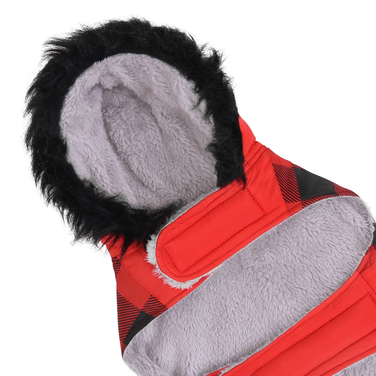 Fleece Lined Dog Puffer Jacket with Harness Hole X401877