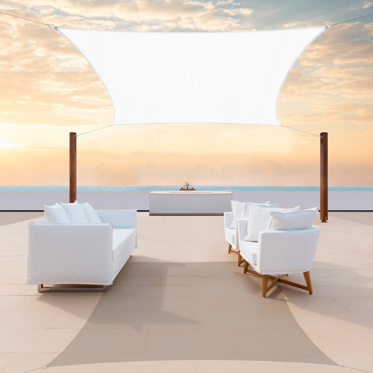 12' x 12' White Square Sun Shade Sail Canopy Mesh Fabric R941509